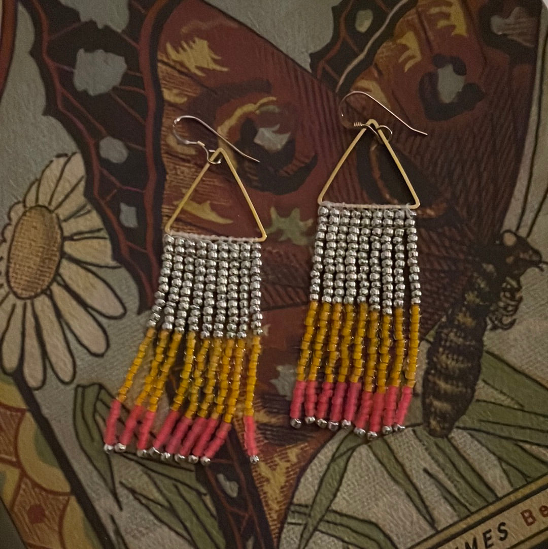 Seed beaded fringe earrings