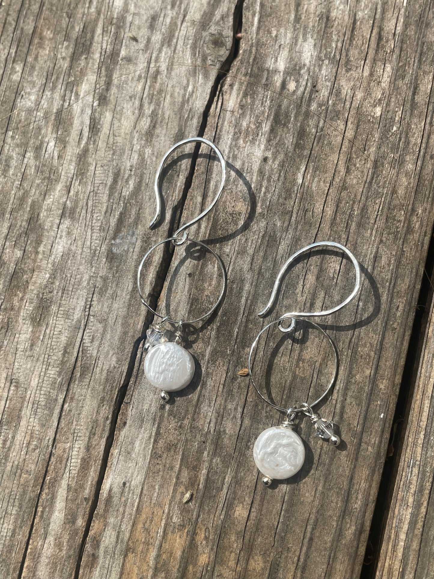Coin Pearl hoop earrings