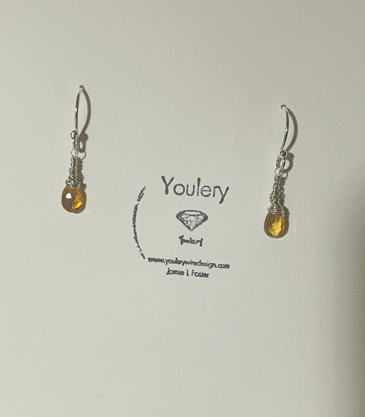 Yellow hued sapphire earrings