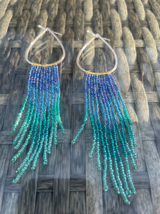 Mermaid beaded fringe earrings