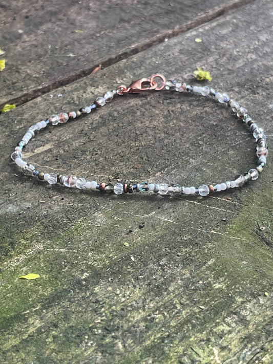 Glass beaded anklet - neutrals