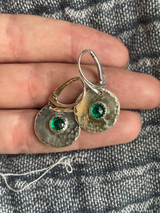 Lab emerald medallion earrings