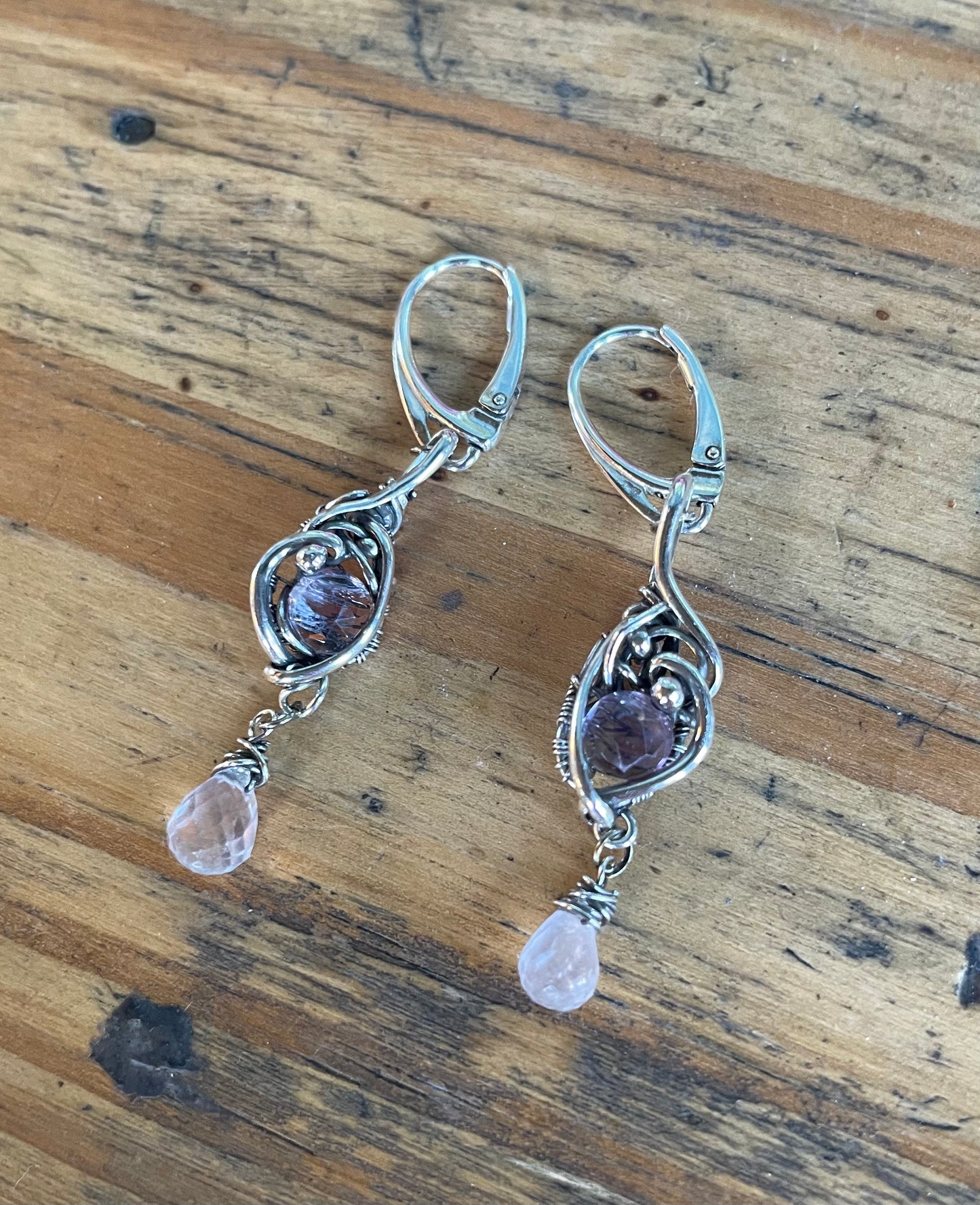 Amethyst wire wrapped earrings