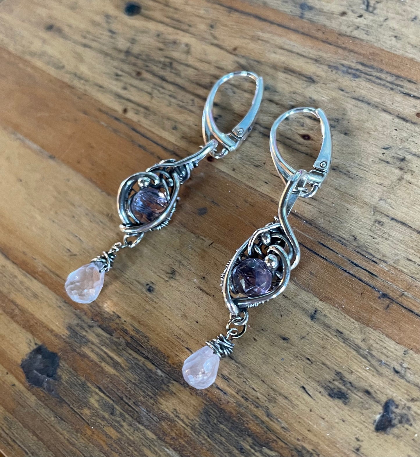 Amethyst wire wrapped earrings