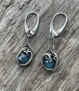 Blue kyanite wire wrapped earrings