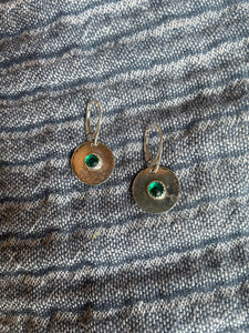 Lab emerald medallion earrings