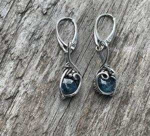 Blue kyanite wire wrapped earrings