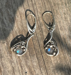 Labradorite wire wrapped earrings