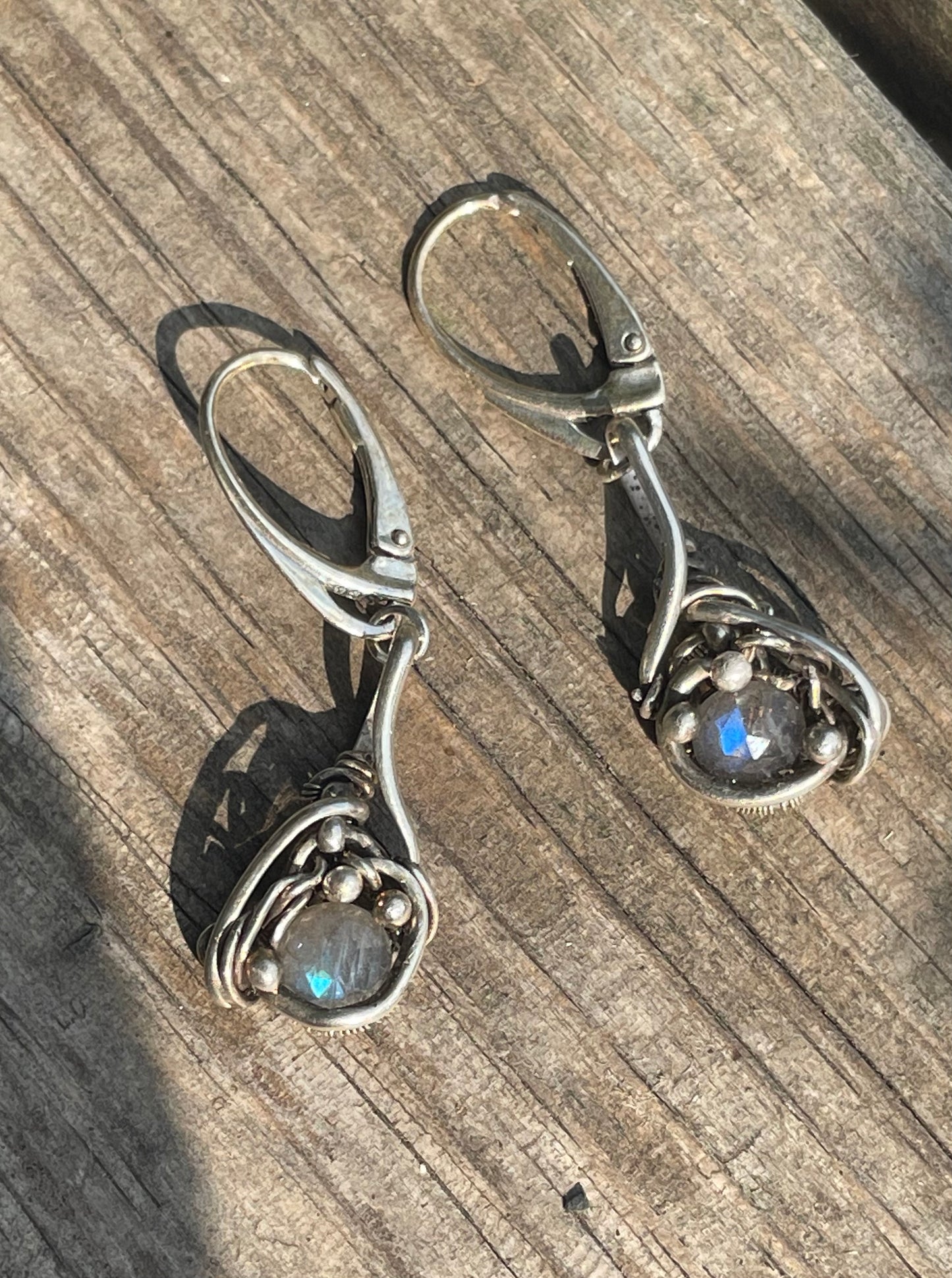 Labradorite wire wrapped earrings