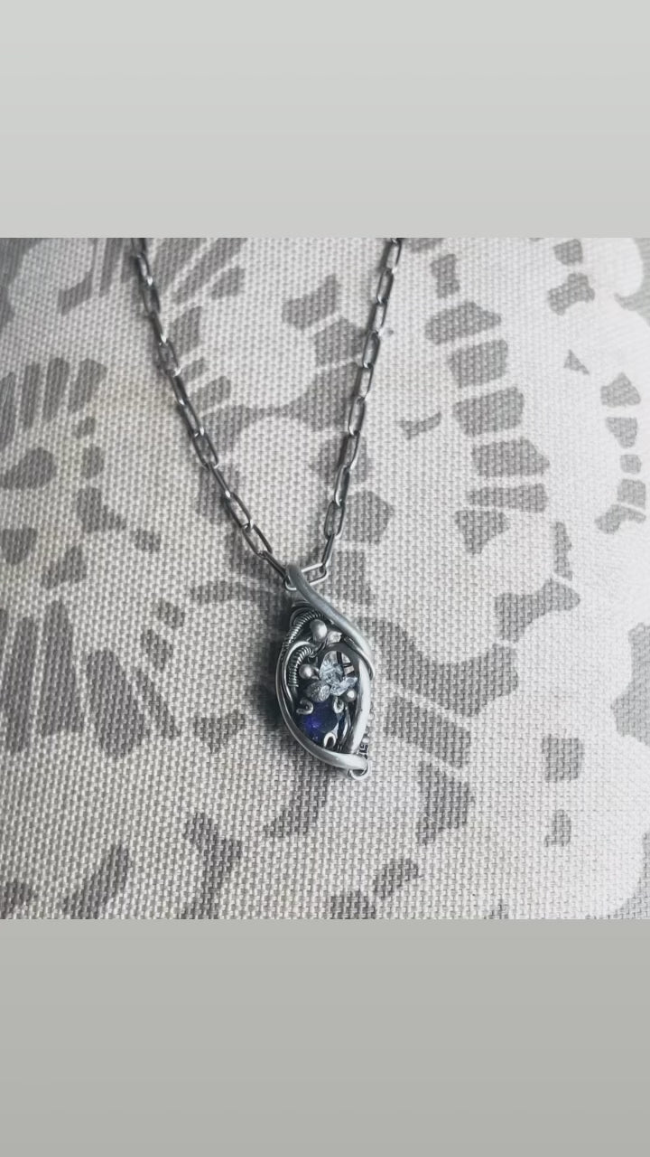 Iolite and Herkimer diamond wire wrap
