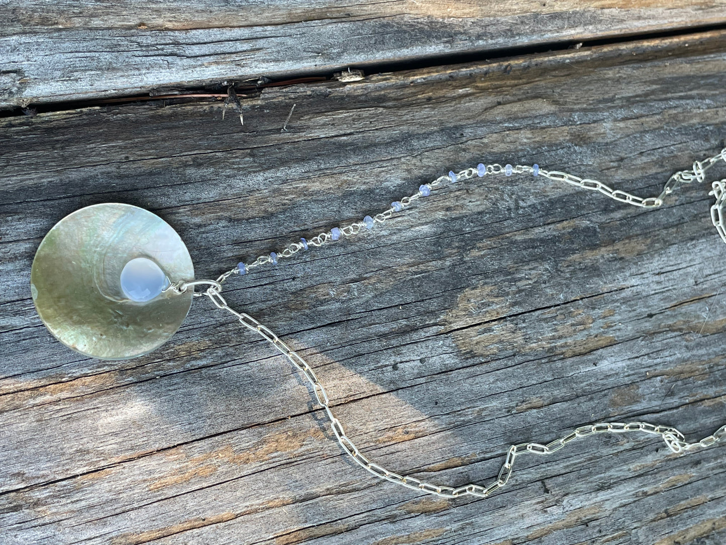 Mother of pearl chalcedony necklace