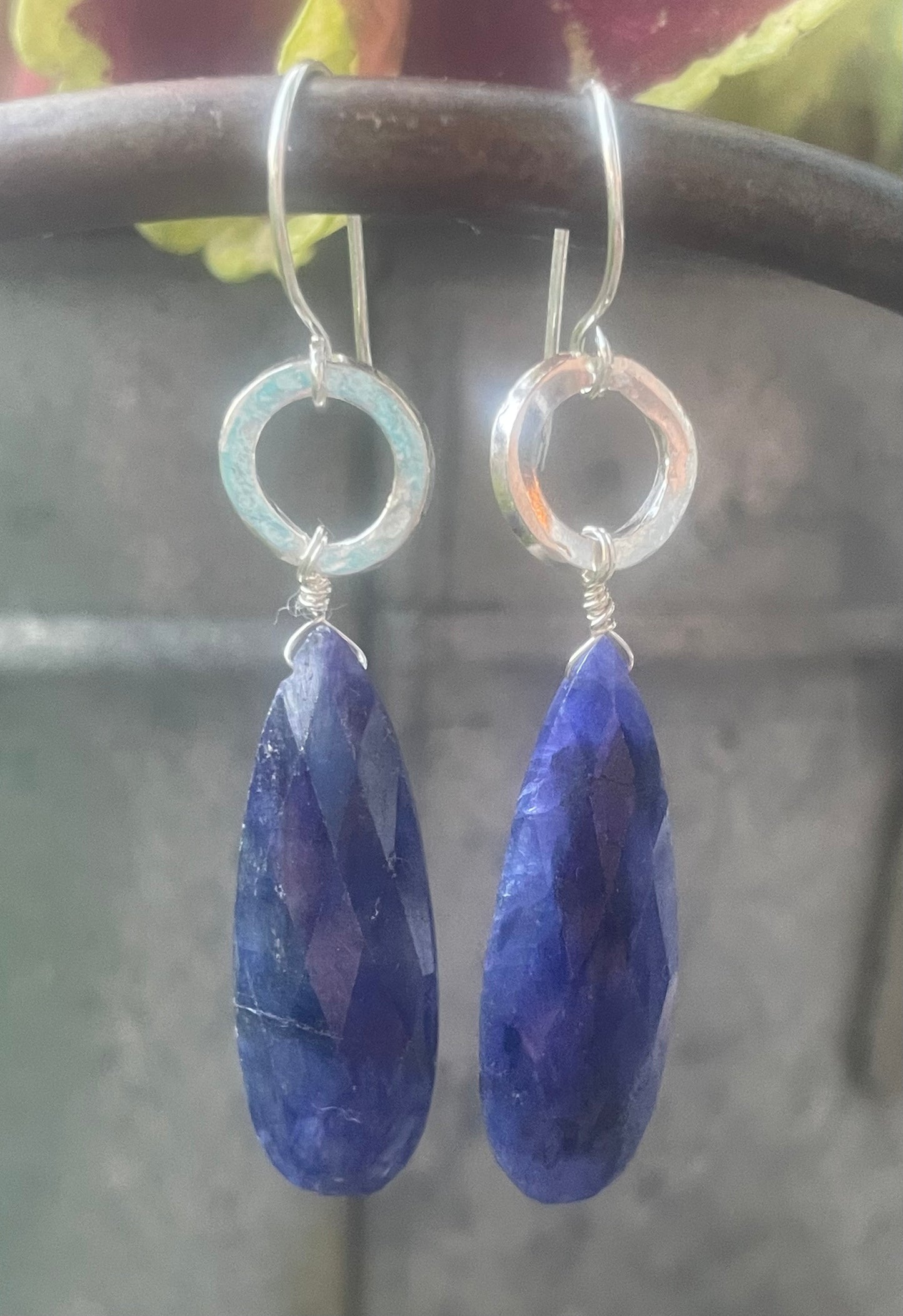 Blue Lab created sapphire earrings