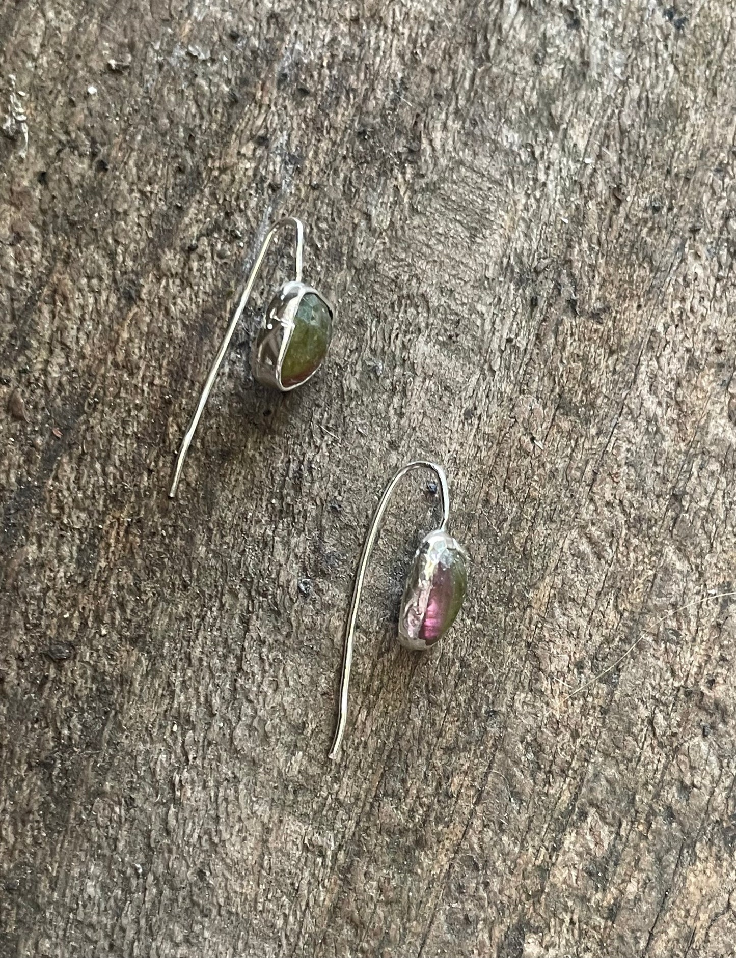 Watermelon Tourmaline threader earrings