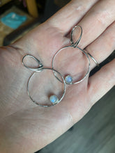Load image into Gallery viewer, Blue flash moonstone hoops
