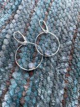 Load image into Gallery viewer, Blue flash moonstone hoops
