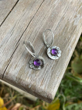 Load image into Gallery viewer, Amethyst hand forged earrings
