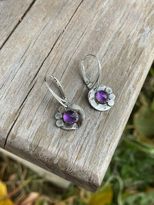 Amethyst hand forged earrings
