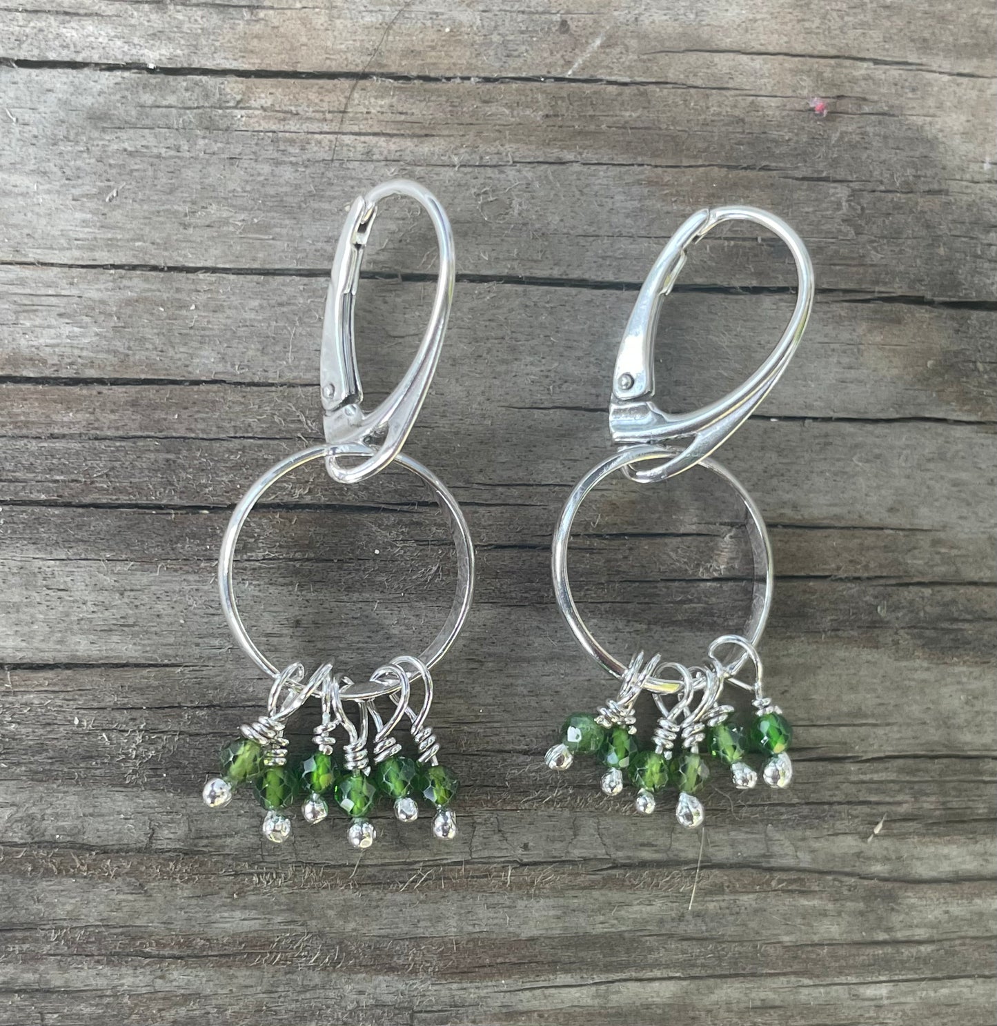 Green diopside hoop earrings