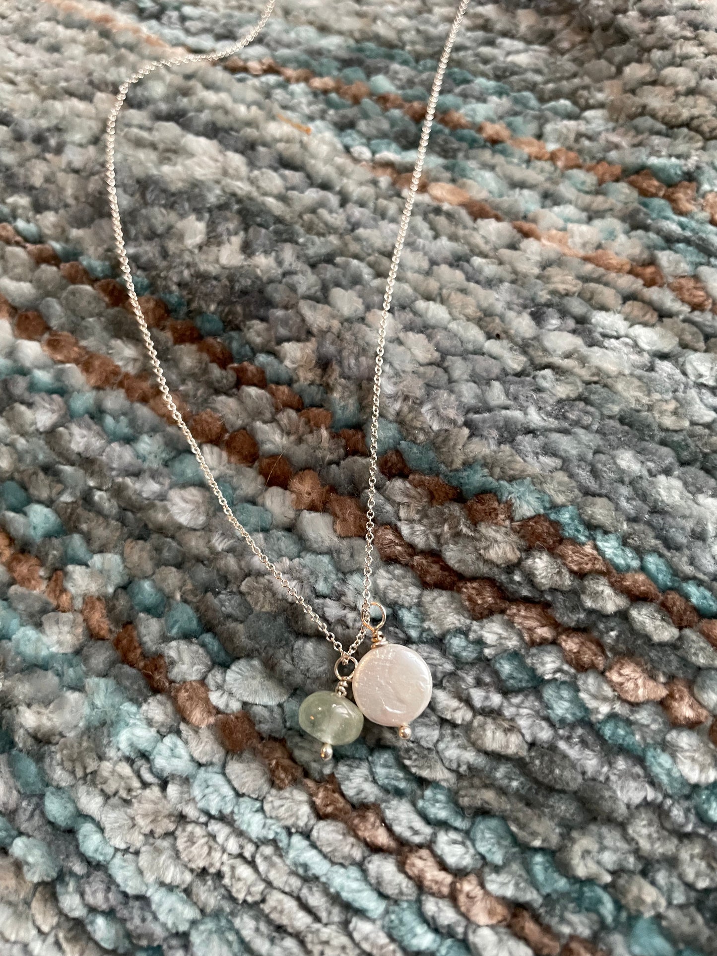 Aquamarine and coin pearl necklace