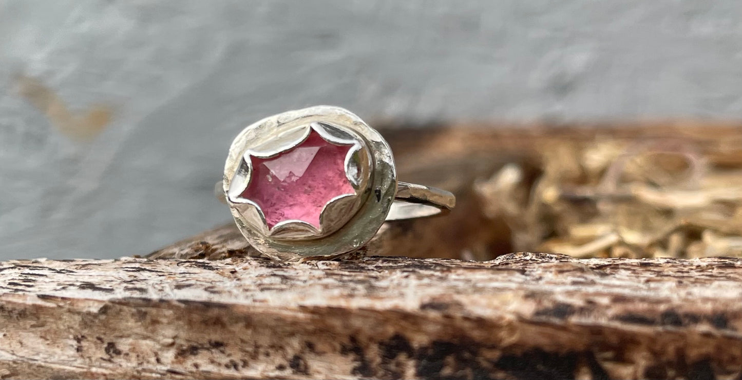 Pink tourmaline handmade ring