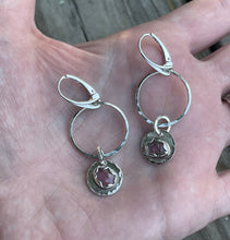 Load image into Gallery viewer, Watermelon tourmaline hoops
