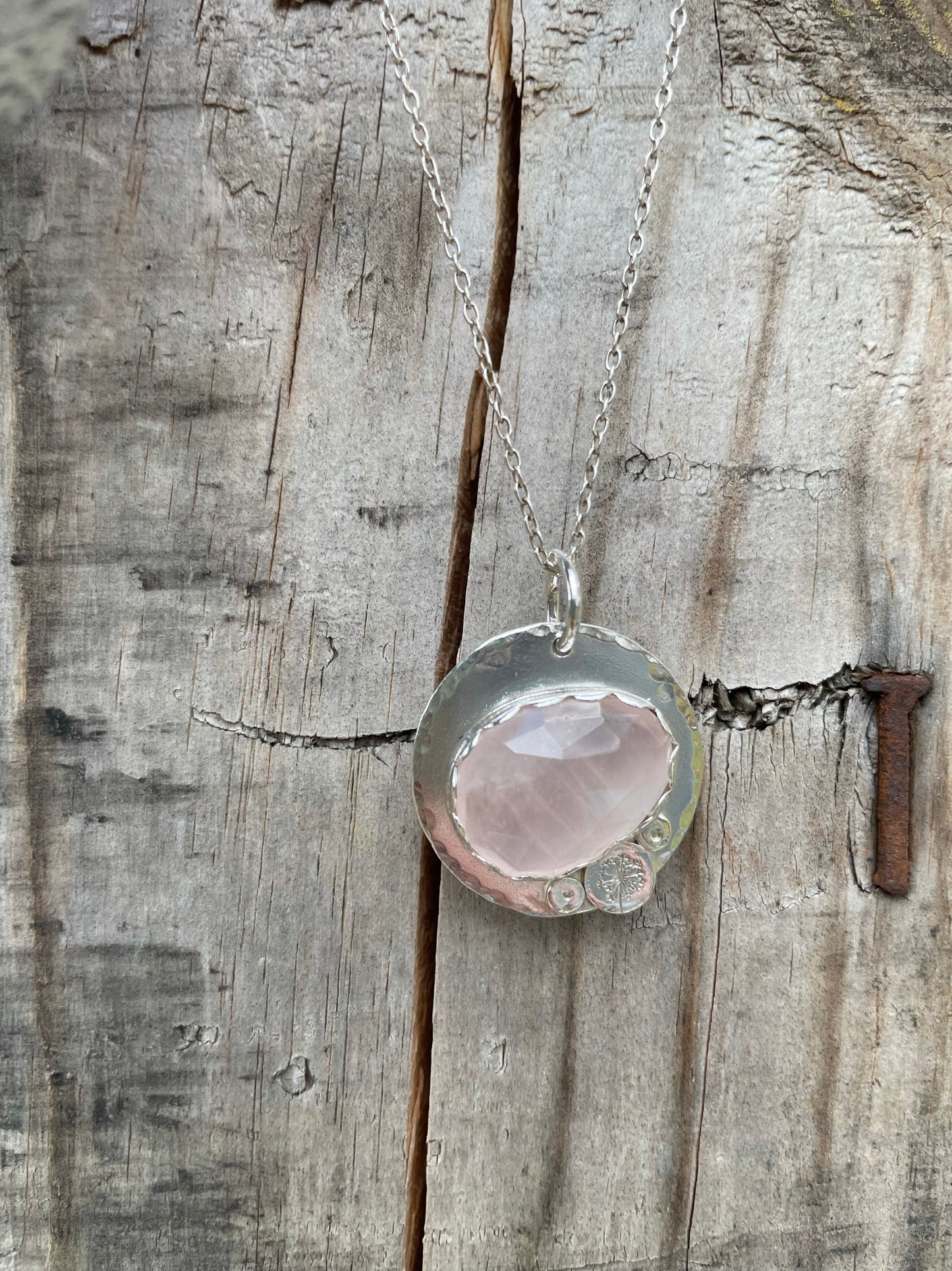 Rose Quartz Bezel Necklace