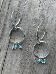 Blue beaded hoop earrings