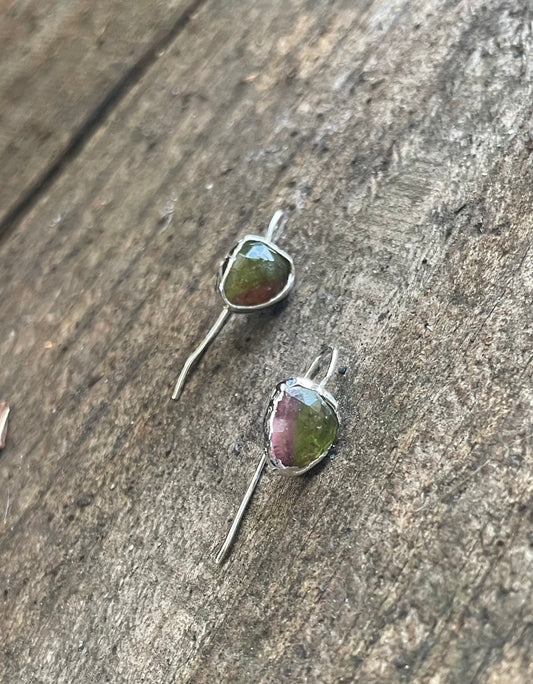 Watermelon Tourmaline threader earrings