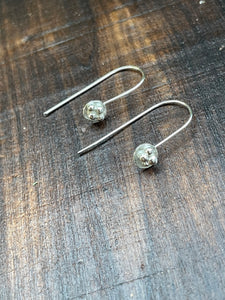 Silver ball threader earrings