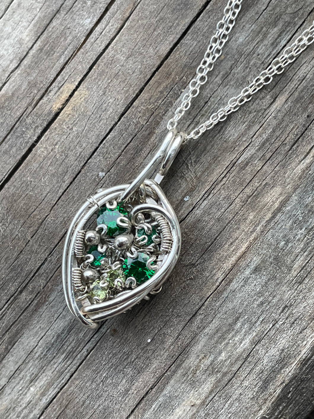 Faceted wire wrapped pendant