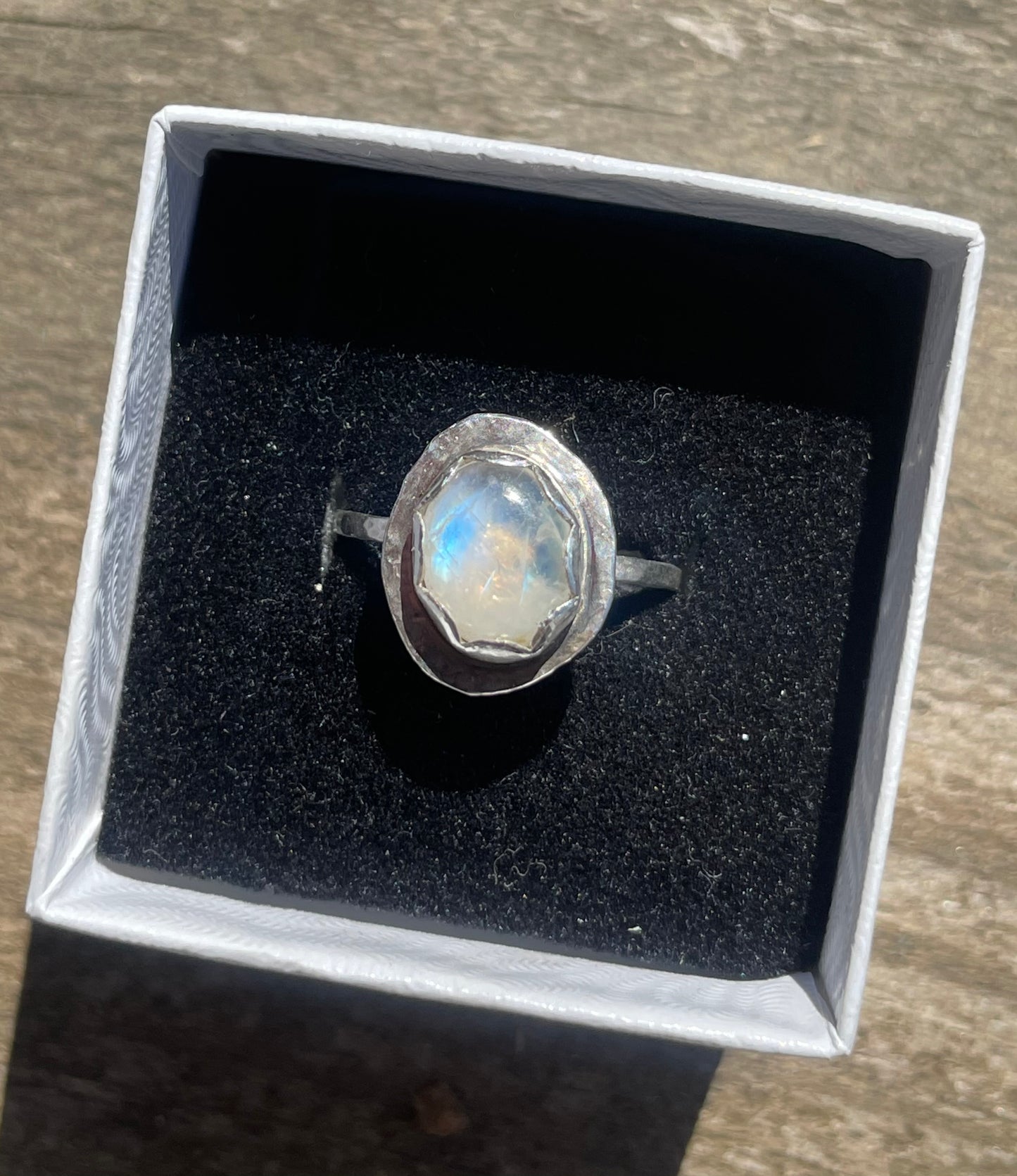 Rainbow Moonstone Sterling ring
