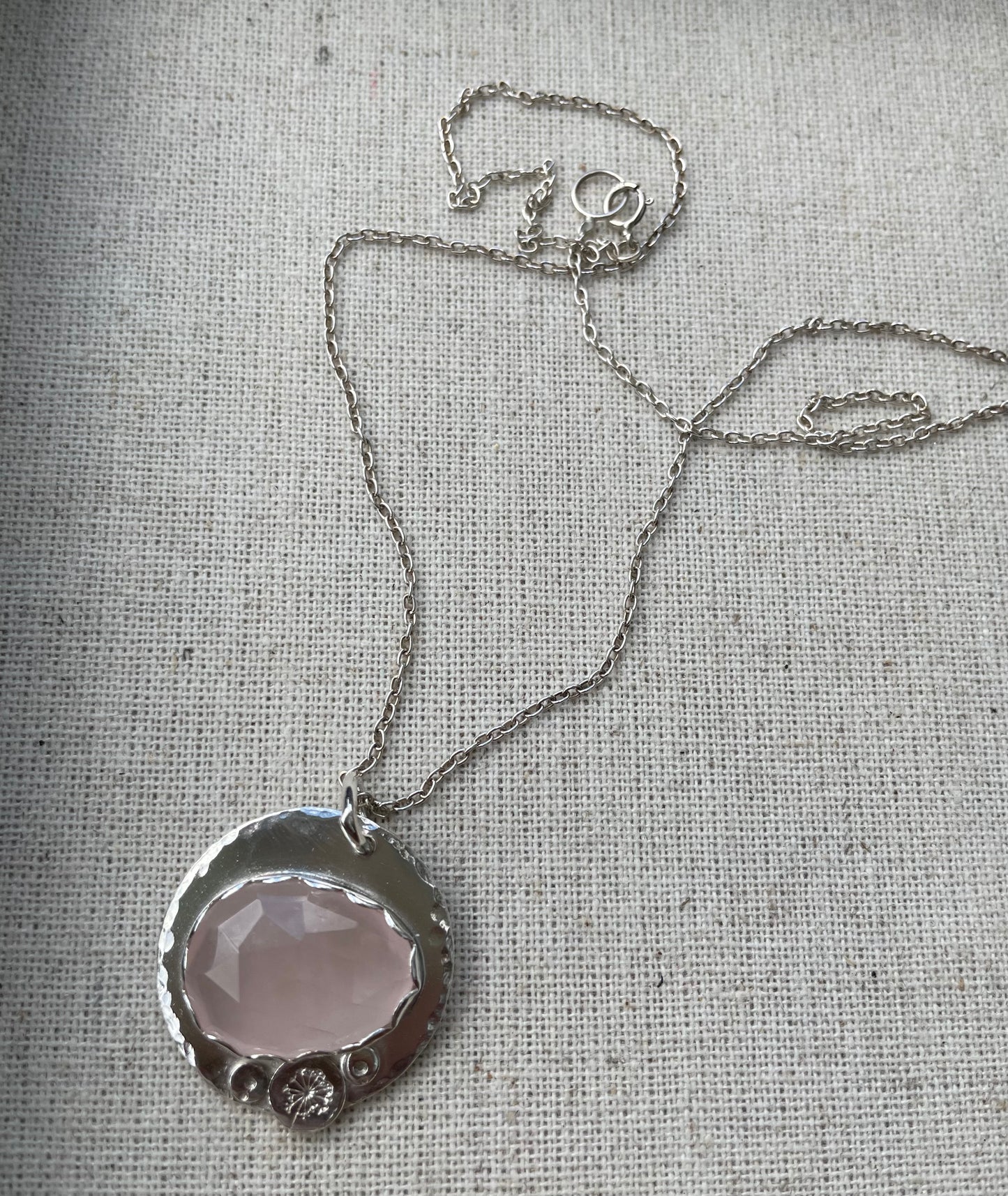 Rose Quartz Bezel Necklace