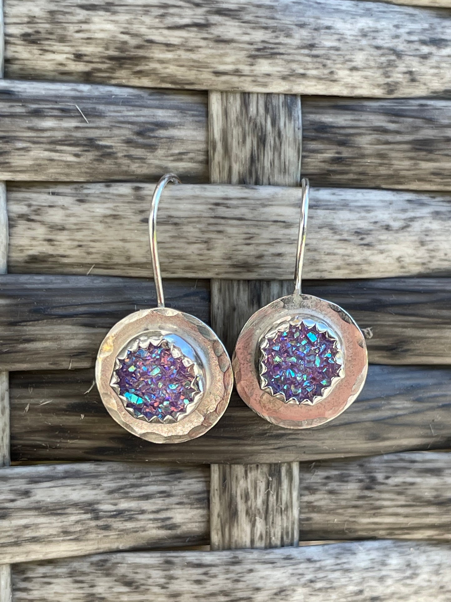 Purple Druzy Threader earrings