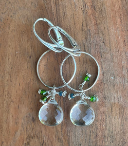 Quartz briolette hoop earrings