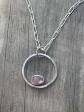 Load image into Gallery viewer, Pink tourmaline silver smithed necklace
