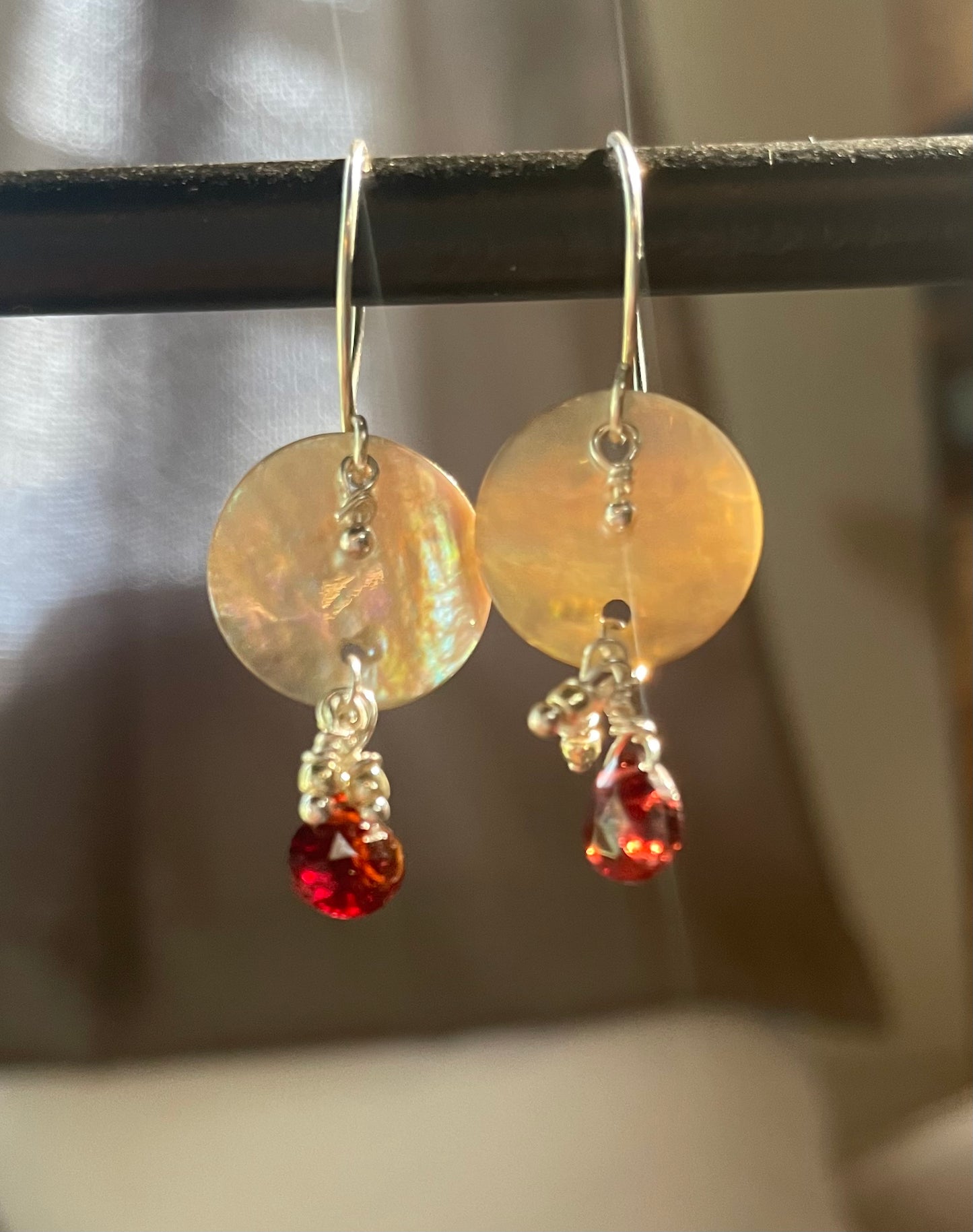 Garnet and Shell earrings
