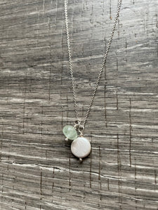 Aquamarine and coin pearl necklace