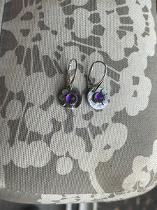 Amethyst hand forged earrings