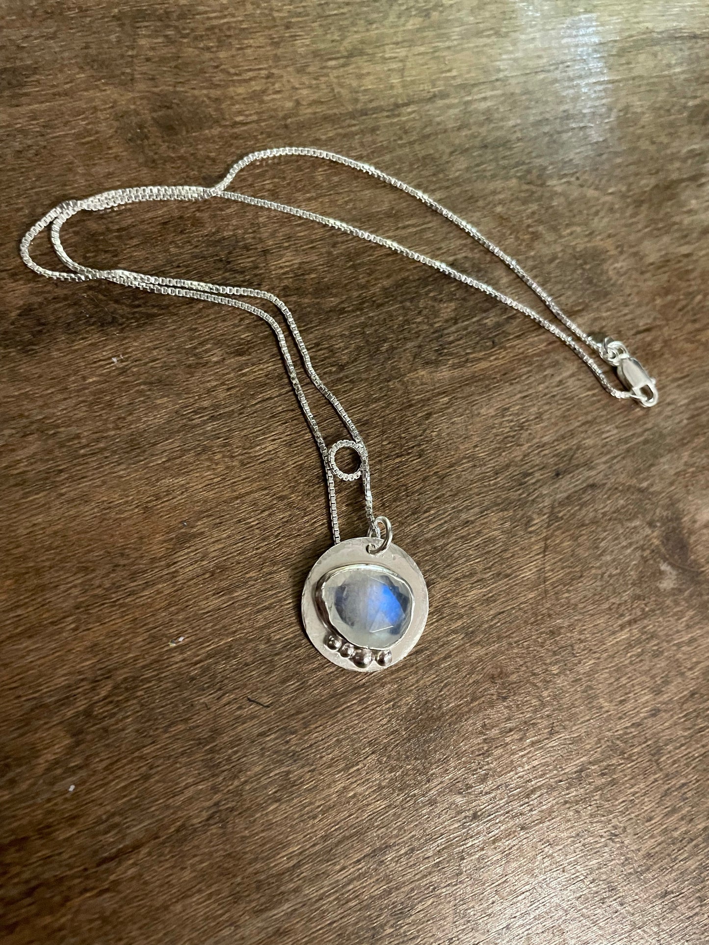 Blue flash moonstone necklace