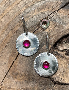 Pink sapphire medallion earrings
