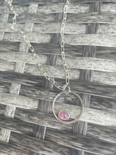 Load image into Gallery viewer, Pink tourmaline silver smithed necklace
