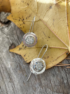 Silver druzy threader earrings