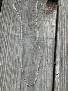 Beaded green paperclip chain necklace