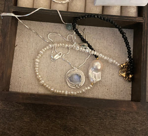 Blue flash moonstone necklace