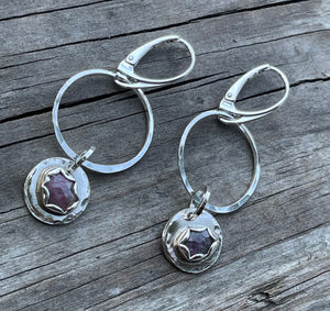 Watermelon tourmaline hoops