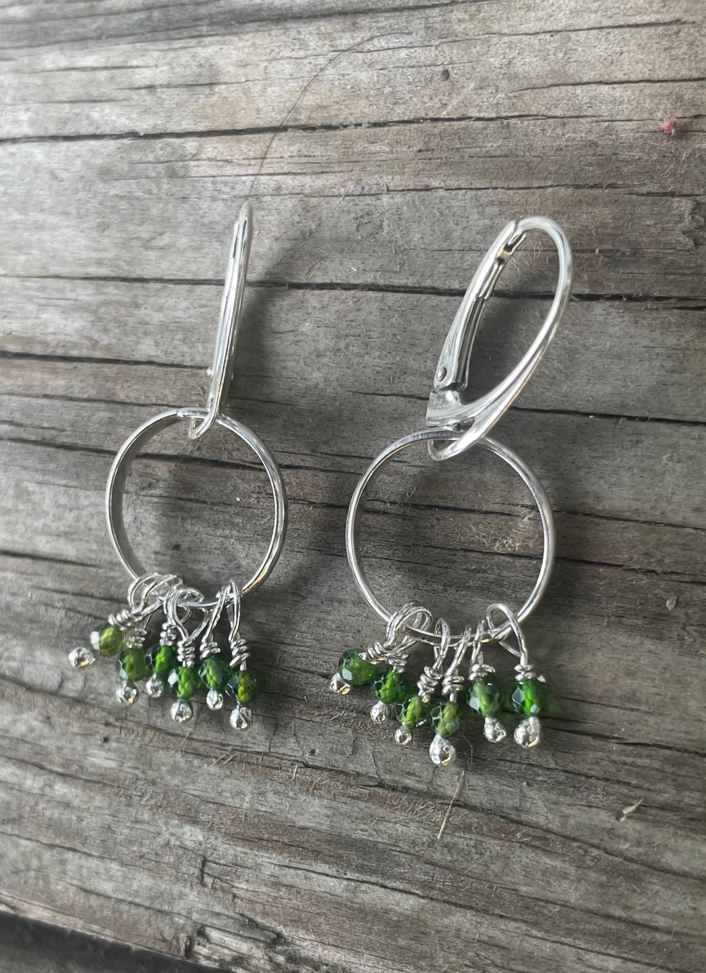 Green diopside hoop earrings